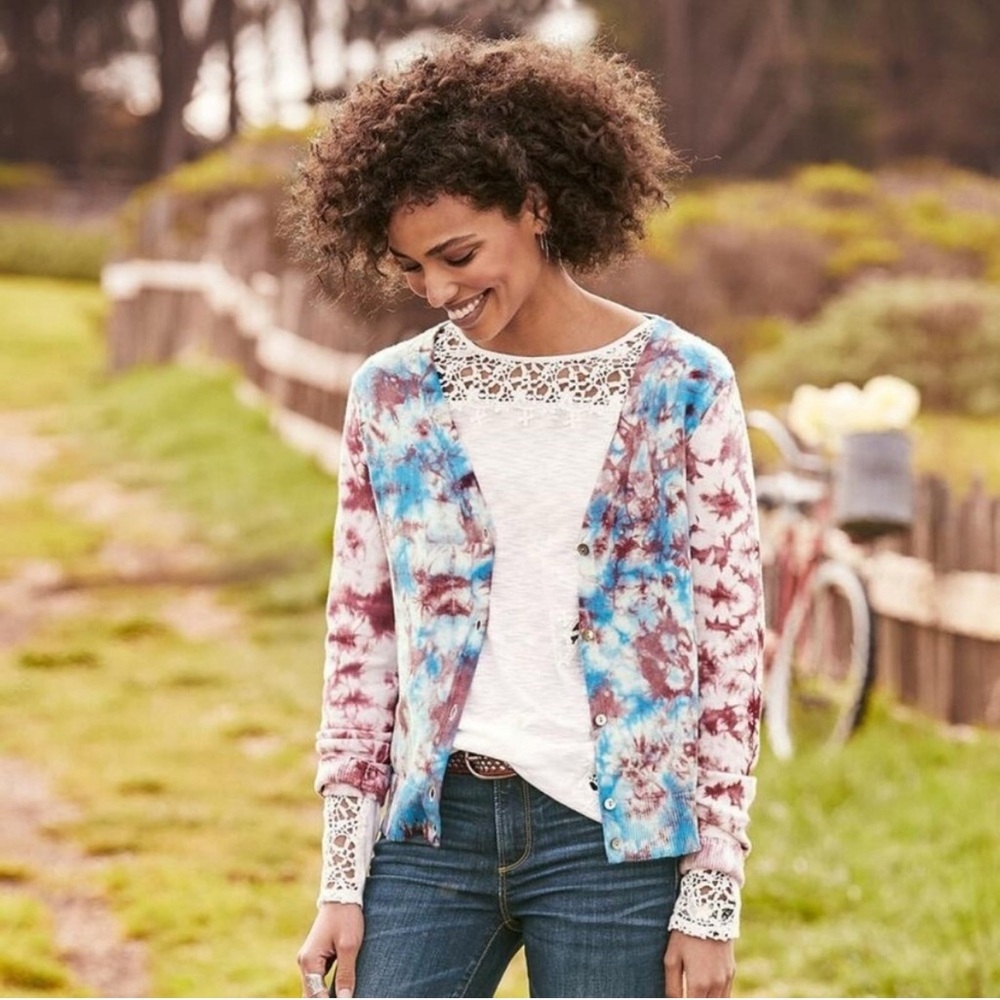 Sundance The Love Prevails Tie Dye Cotton Cardigan, size Medium